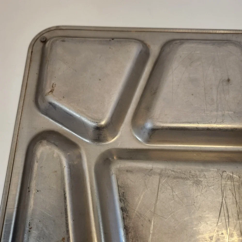 Vintage‎ US Navy USN Heavy Double Layer Riveted Steel Compartment Food Tray
